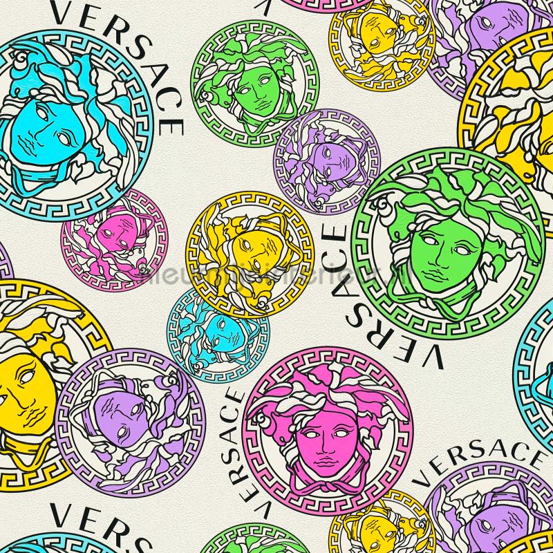 Medusa-emblem-motiv-bunt-creme behang 386101 klassiek Versace wallpaper