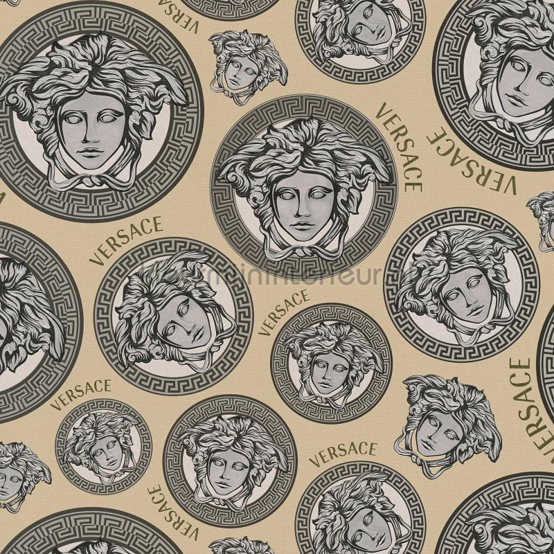 Medusa-logo-mit-glanz-effekt-beige behang 386114 klassiek Versace wallpaper