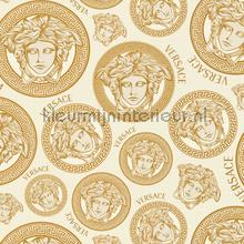 Medusa-emblem-creme behang Versace wallpaper klassiek 