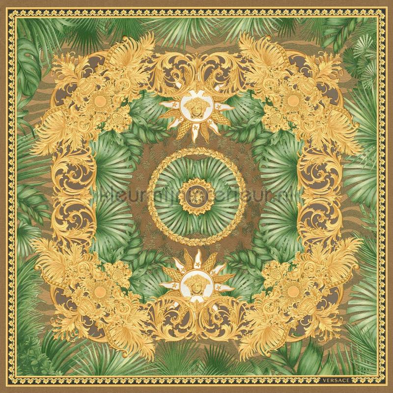 Ornament-und-dschungel-motiv-braun-gruen-metallic behang 387033 klassiek Versace wallpaper