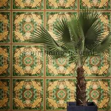 Ornament-und-dschungel-motiv-braun-gruen-metallic behang 387033 klassiek Versace wallpaper