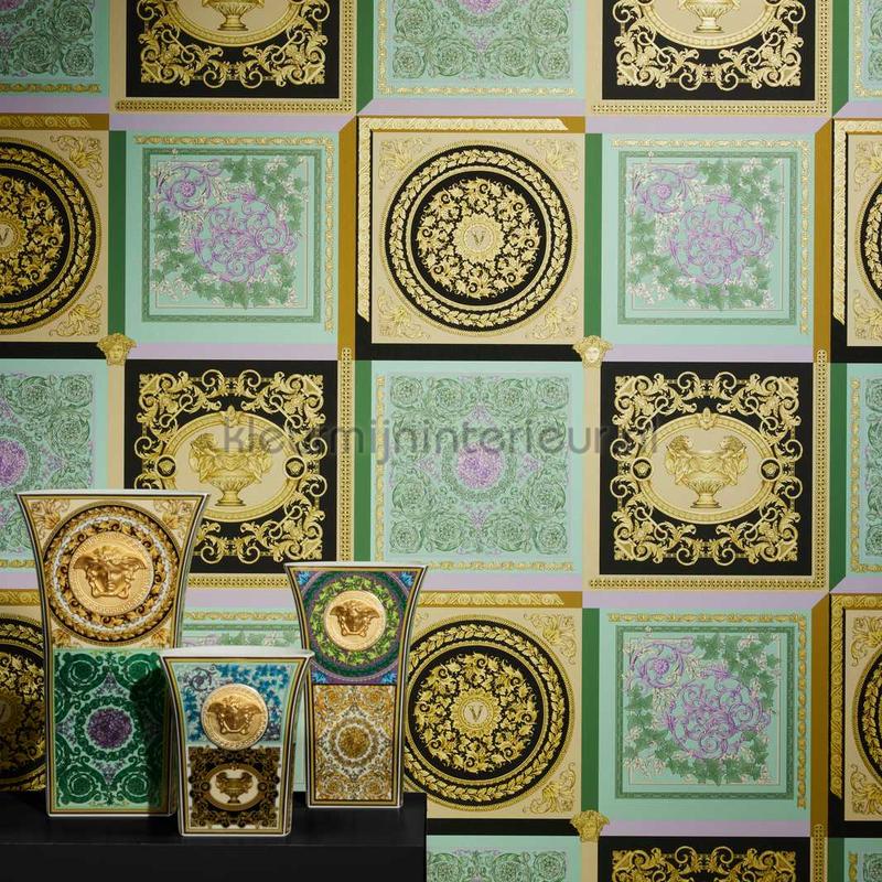 Ornament-im-kachel-muster-metallic behang 387041 klassiek Versace wallpaper