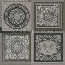 Ornament-im-kachel-muster-grau-schwarz papel pintado Versace wallpaper Vendimia Viejo 