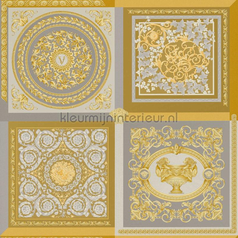 Ornament-im-kachel-gold-und-silber-metallic behang 387045 klassiek Versace wallpaper