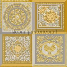 Ornament-im-kachel-gold-und-silber-metallic behang Versace wallpaper klassiek 