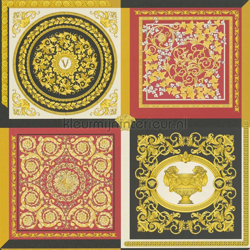 Ornament-im-kachel-metallic-rot-schwarz wallcovering 387046 classic Versace wallpaper