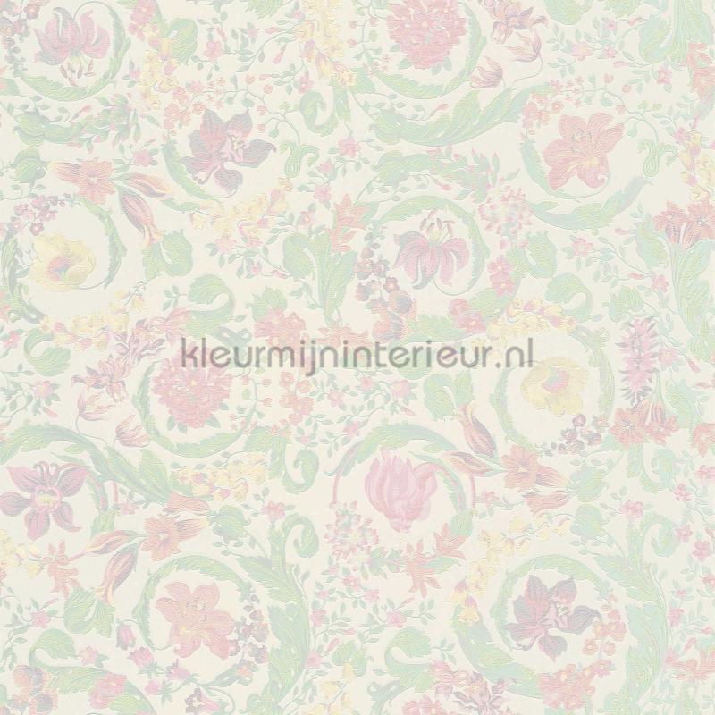 Blumenranken-ornament-bunt-metallic behang 387062 klassiek Versace wallpaper