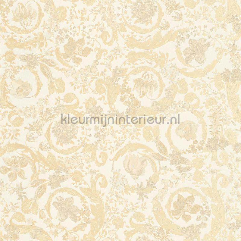 Blumenranken-ornament-creme-metallic behang 387063 klassiek Versace wallpaper