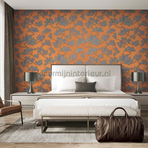Pine tree orange behang WF121016 Wall Fabric Dutch Wallcoverings