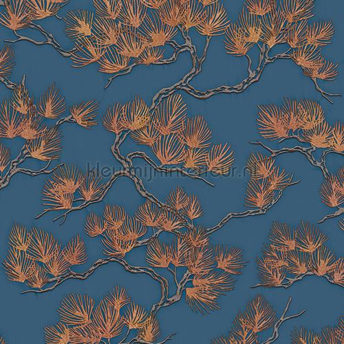 Pine tree blue papier peint WF121017 feuille Dutch Wallcoverings