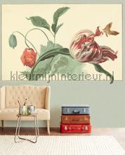 Tulip and poppy Sage photomural Eijffinger Trendy Hip 