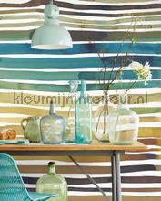 Aqua stripe Ochre fototapet Eijffinger teenagere 