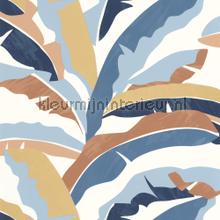 Ampleur bleu camel wallcovering Caselio Vintage- Old wallpaper 