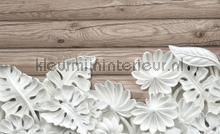 Flowers on wooden planks photomural Kleurmijninterieur all-images