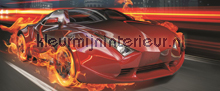 Car in flames fotobehang Kleurmijninterieur Auto Transport 