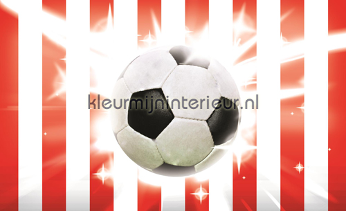 Football on red and white background papier murales sport Kleurmijninterieur