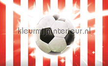 Football on red and white background papier murales Kleurmijninterieur Voitures Transport 