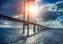 Sun break through over the bridge fototapet Kleurmijninterieur All-images