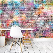 Colored brick wall fototapeten Kleurmijninterieur weltkarten 