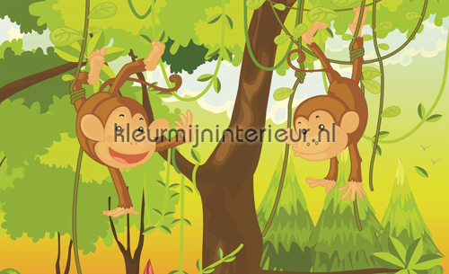 Joyful monkeys fototapet Girls Kleurmijninterieur