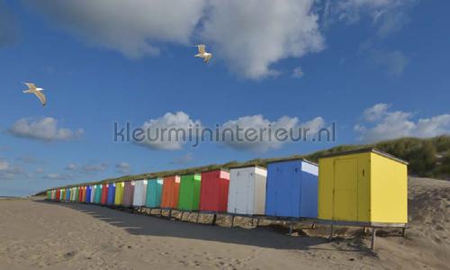 Strandhuisjes fotobehang 5444 Zon - Zee - Strand Noordwand