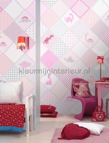 Patchwork dinoos fotobehang ink7027 babykamer Behang Expresse