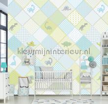Patchwork dinoos fotobehang Behang Expresse Kay and Liv ink7028