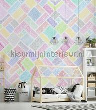 Pastel ruitenwand fotobehang Behang Expresse Kay and Liv ink7039