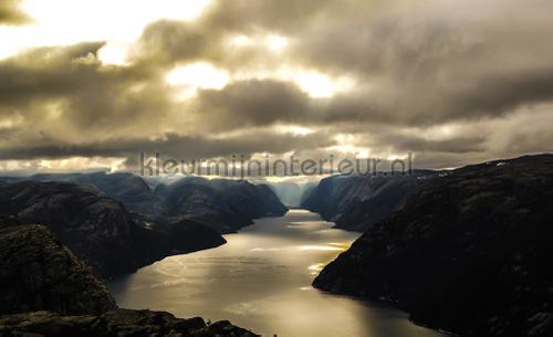 River between mountains papier murales Landscape Kleurmijninterieur