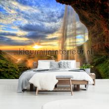 Waterfall sunset fototapeten Kleurmijninterieur weltkarten 