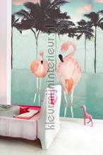 Flamingo and palms fotobehang OZP 3781 Little Wallpaper Onszelf