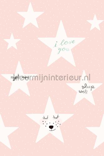 Loving big stars pink fotobehang OZP 3786 Little Wallpaper Onszelf