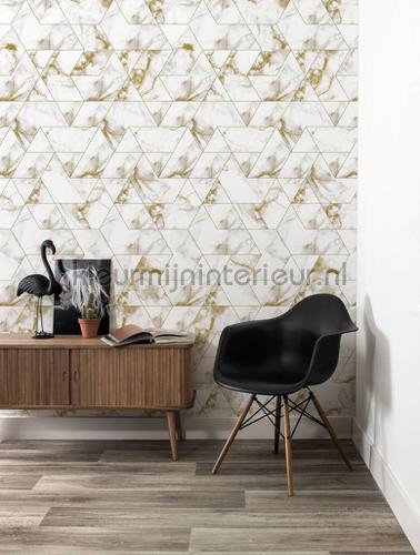 Marmer mosaic wit goud tapet wp-576 Kek Amsterdam