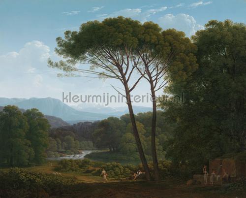 Italiaans landschap met pijnbomen Hendrik Voogd fotobehang Hollandse Meesterwerken Kleurmijninterieur