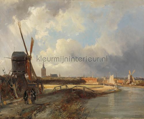 Gezicht op den Daag Cornelis Springer fotomurales Hollandse Meesterwerken Kleurmijninterieur