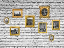 Pictures on brickwall fotobehang AG Design Kunst---Ambiance