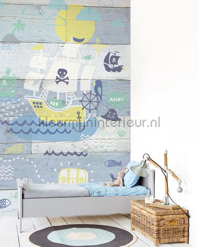 Wallpower Junior Pirates Ahoy Wood fotobehang 364107 babykamer Eijffinger