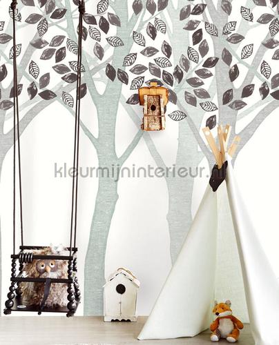 Wallpower Junior Grey Leaf Tree fotobehang 364132 kinderkamer meisjes Eijffinger