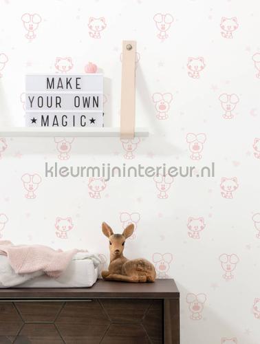 Behang Woezel & Pip Stars roze photomural wp-806 babyroom Kek Amsterdam