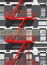 fire escape fotobehang Ideal Decor Ideal-Decor Poster 00432