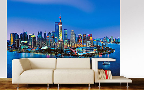 Shanghai Skyline fottobehaang 00135 Ideal-Decor Poster Ideal Decor