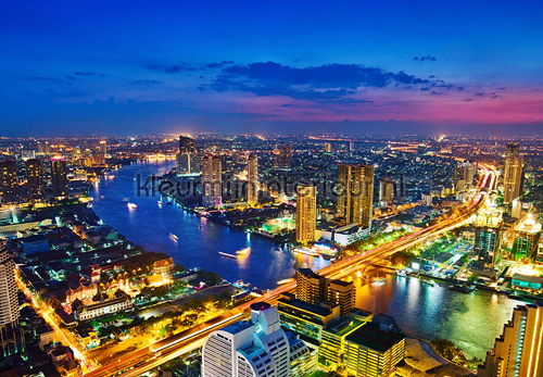 Bangkok skyline photomural Mantiburi Poster