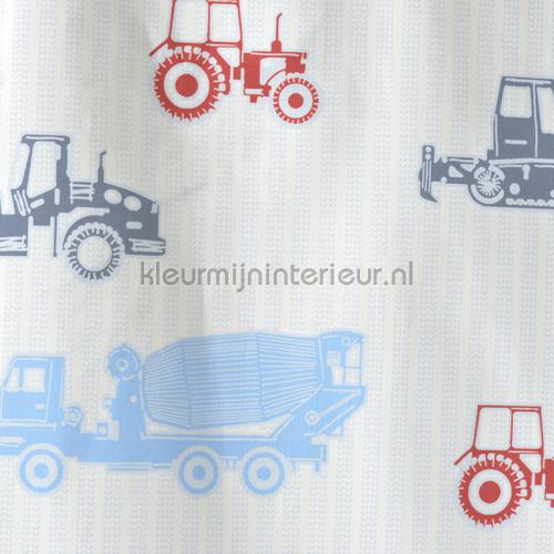 Tractor streep blauw rood gordijnstof gordijnen 4503-12 jongens AS Creation