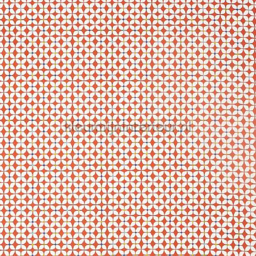 Zap coral cortinas 5077-406 cuadros y rombos Prestigious Textiles