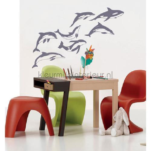 Dolphins grijs interieurstickers DP-657-111 meisjes Coart