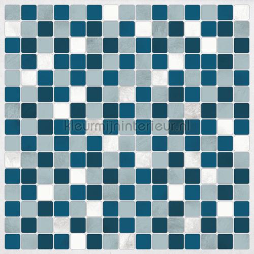 Tegel wandsticker blauw/wit wallstickers 31315 Crearreda collection