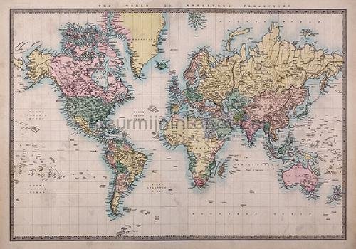 Wereldkaart Muursticker Vintage wallstickers 44211 Crearreda collection Imagicom