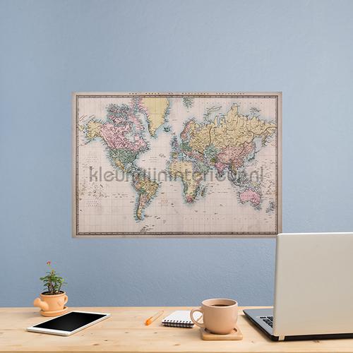 Wereldkaart Muursticker Vintage wallstickers 44211 Crearreda collection Imagicom