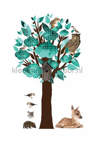 forest friends tree turquoise intrieurstikkers ms-088 deurskes Kek Amsterdam