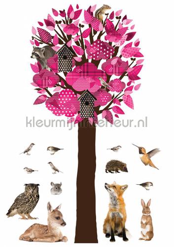 forest friends tree xl roze interieurstickers ms-095 Interieurvoorbeelden stickers Kek Amsterdam